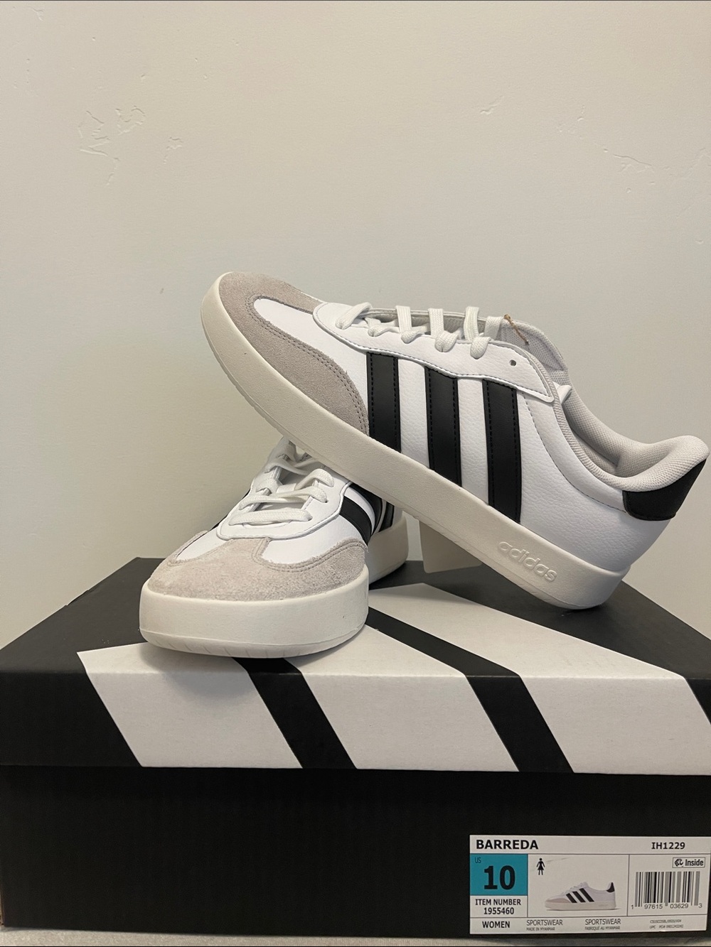 adidas White, Black & Light Gray Barreda Casual Sneaker
